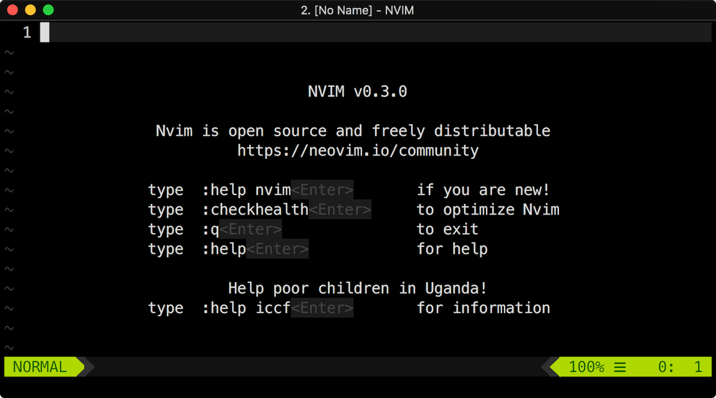Screenshot of vim